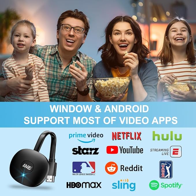 Wireless HDMI 4K Display Adapter, SOCLLLife WiFi Casting Dongle for iOS, Android, Windows, Mac Devices to TV/Monitor/Projector, Supports Miracast, Airplay, DLNA - Screen Mirror Video & Audio Easily
