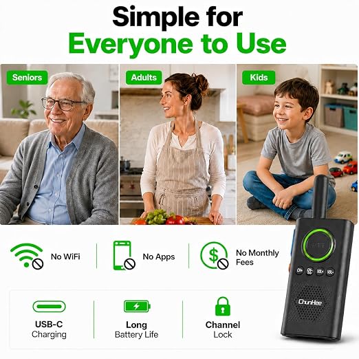 Wireless Intercom System 3300 ft Long Range, 2 Way Intercom for Home Office & Business, Large PTT Button & VOX Hands-Free, 16 Channels Room to Room Intercom, No WiFi Needed (2 Pack)
