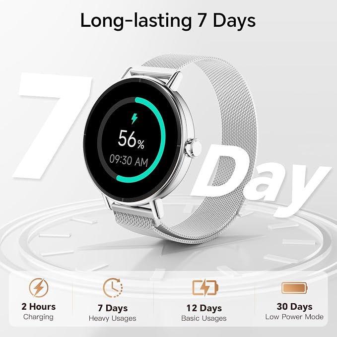 Yoever Smart Watches for Men Women,1.57" HD 43mm Fitness Tracker Answer/Make Call, Heart Rate/Sleep/SpO2, Round Smart Watch for iPhone/Samsung/Android,IP68 Waterproof,110+ Sport Mode-Silver