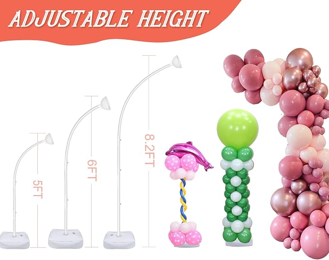 AerWo [Upgraded] Balloon Arch Kit 8.2FT & 6FT, Free Bending Top Half Balloon Arch Stand with Base, Floor Arch Backdrop Stand Frame for Lawn Yard Birthday Wedding Party Christmas Decorations