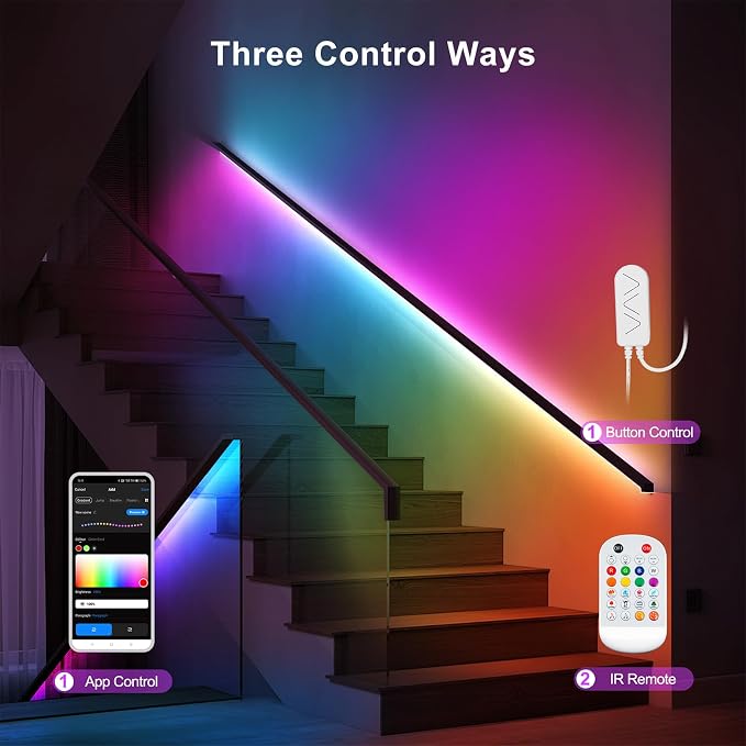 Tatazone 6.56ft Bluetooth RGB+IC COB Led Strip Light with App, Chasing COB Light Strip, Segmented Control, Music Sync, Color Changing Led Lights for Home Decor, Gaming, Cabinet, Desk