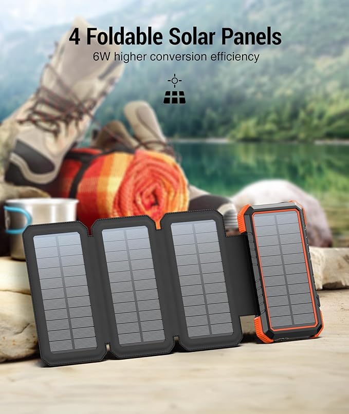 BLAVOR Solar Charger Power Bank, PD 18W Fast Charging 20000mAh Battery Pack+60W Fast Charging USB C to USB C Cable,