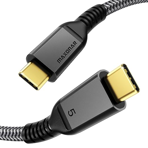 Maxonar 80Gbps Thunderbolt 5 Cable 3FT [Desktop-First], 240W PD 3.1 Fast Charging, 120Gbps Bandwidth for 16K/8K Video Editors & 3D Rendering Compatible with MacBook Pro, Studio Display, eGPU, Docks
