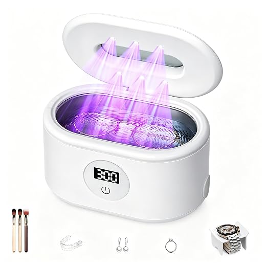 Miorcols Ultrasonic Jewelry Cleaner, Ultrasonic Cleaner Machine with Digital LED Display, 20oz 304 Stainless Steel Tank for Jewelry, Eyeglasses, Watches, Dentures, Retainers & More - White | 48KHz Extra High-Frequency Large 20Oz Capcity 2 Easy Operated...