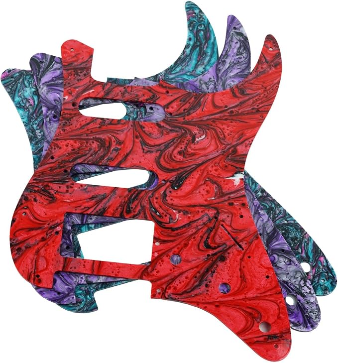 Guyker 11 Hole Guitar Pickguard, Resin Strat ST Style S/S/H Pick Guard Scratch Back Plate Cover for Electric Guitar Replacement Part, PG004 Red