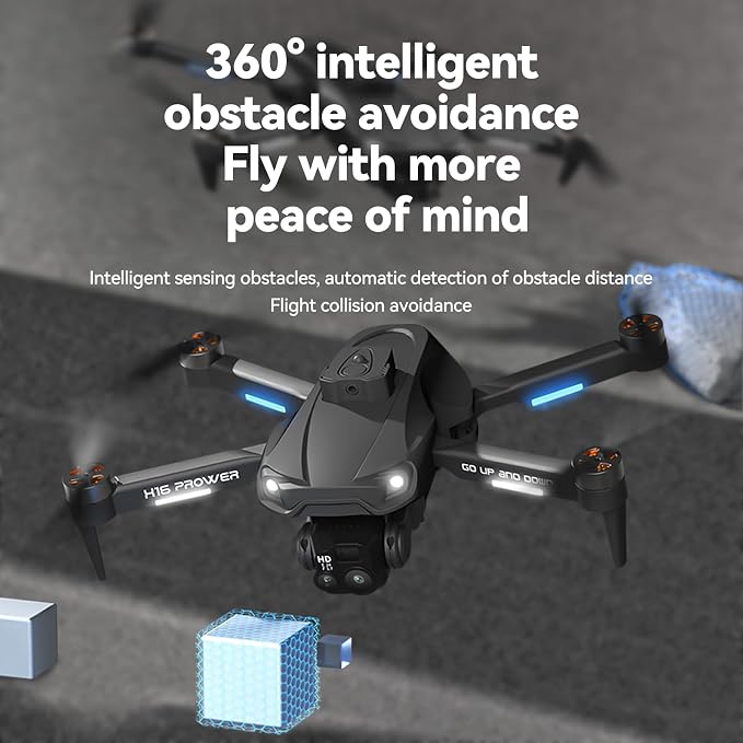 4K Foldable Camera Drone with Obstacle Avoidance | Foldable 4K drone with dual camera, optical flow hover and gesture selfie helps beginners capture easy travel shots.