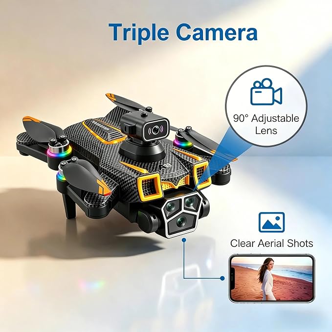 Drone with camera for kids & dynamic racing LED lights, 5.6" Built-In FPV Screen, Dual Batteries, Perfect Holiday & Birthday Gift, Indoor & Outdoor Quadcopter Toy