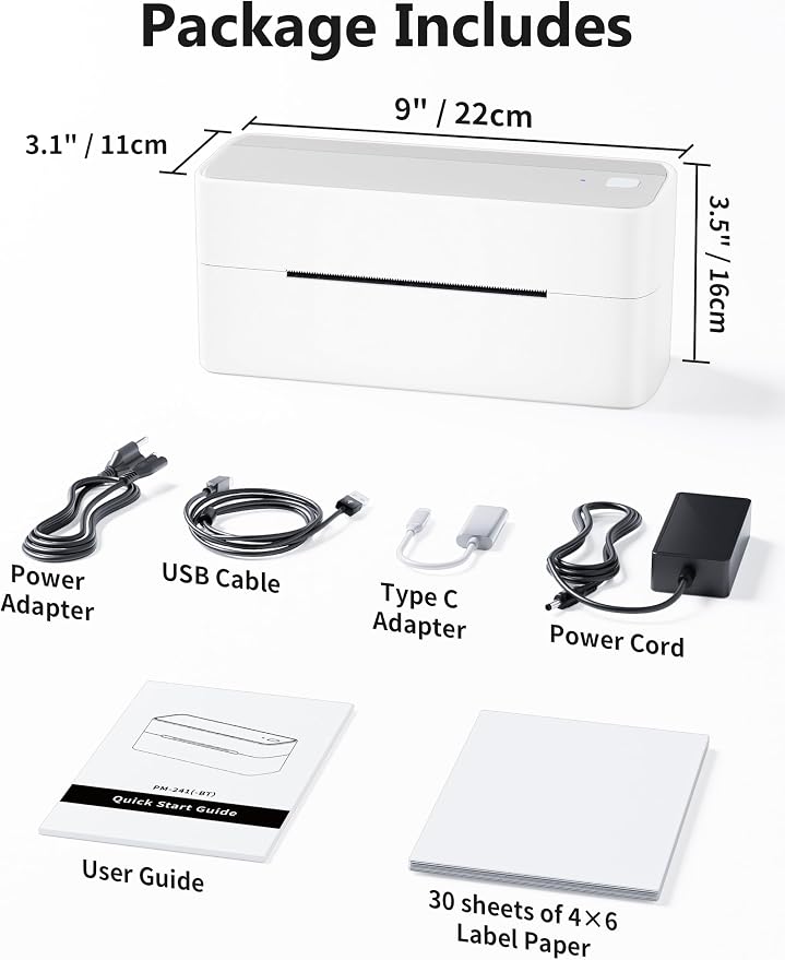 Phomemo Bluetooth Shipping Label Printer, 241BT 4X6 Wireless Thermal Label Printers for Small Business, Label Printer for Shipping Package, Compatible with iPhone, Android, Amazon