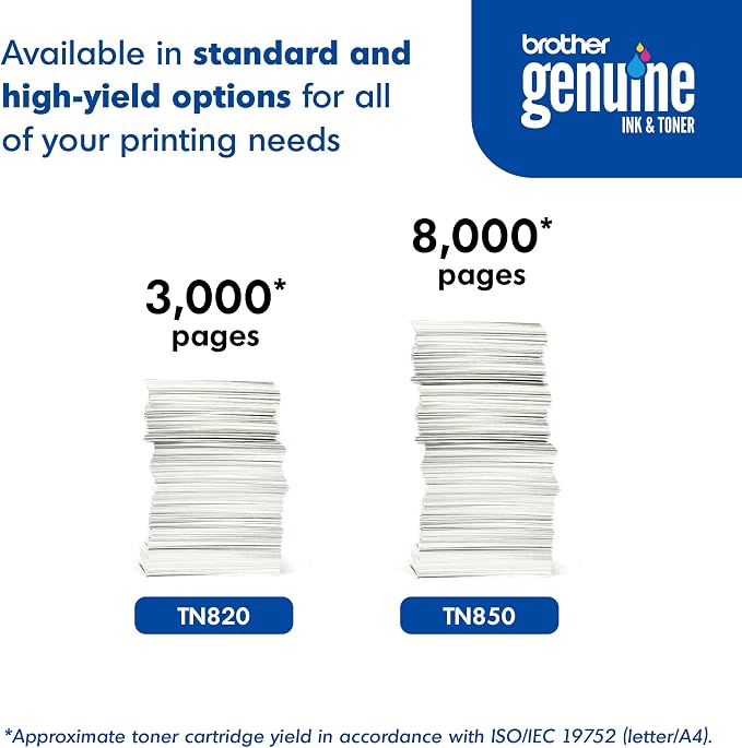 Brother Genuine Toner Cartridge, TN820, Replacement Black Toner, Page Yield Up to 3,000 Pages, Amazon Dash Replenishment Cartridge (Pack of 3)