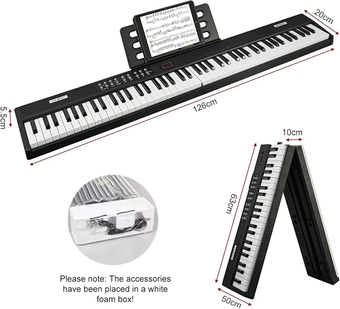 Foldable Piano Keyboard 88 Keys, Full Size Portable Digital Piano with Semi Weighted Keys, Electric Piano Keyboard with Sustain Pedal, Carry Bag and Headphones for Beginners Adults