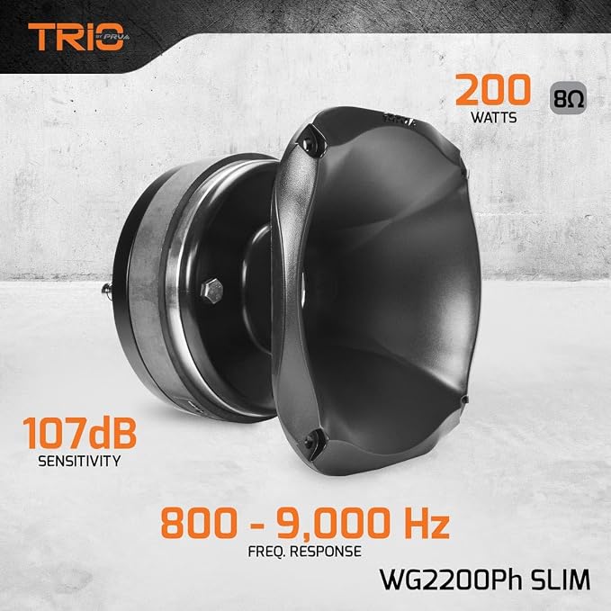 PRV AUDIO 2" Exit Midrange Compression Driver + Horn WG2200Ph Slim 200 Watts 8 Ohm 109 dB, Shallow Profile Aluminum Horn + Ferrite Phenolic Driver