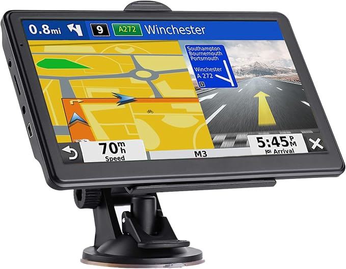 GPS Navigator for Car, 2026 Map 7 inch Touch Screen Car GPS 256-16GB,Voice Turn Direction Guidance, Support Speed and Red Light Warning, North America Lifetime map Free Update Truck(Purple)