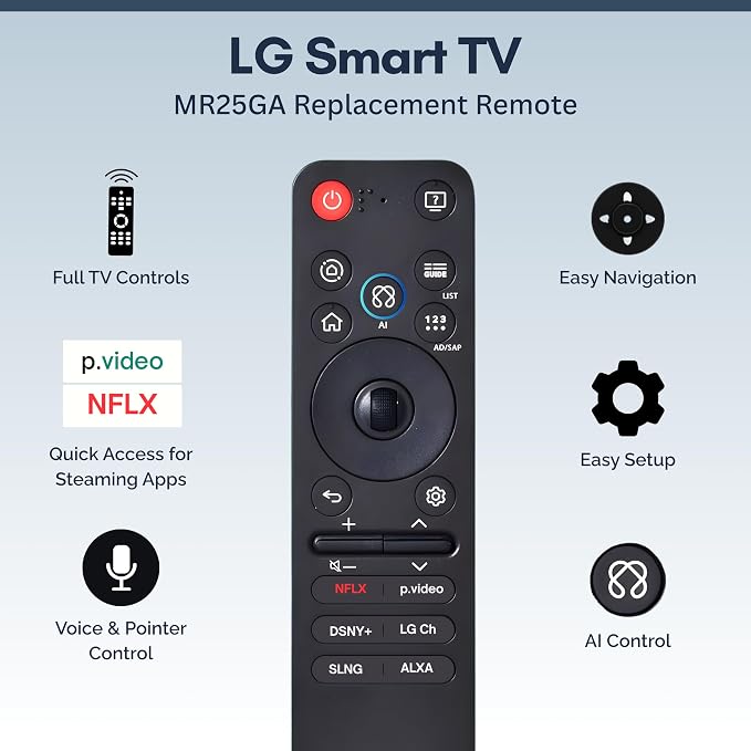 2 Pack MR25GA LG AI Magic Remote Control Replacement for 2019-2026 Smart TV Models - Easy Setup, Voice Control, Shortcut Keys - Works with LG OLED, QNED, NanoCell, UHD, WebOS, 4K/8K Smart TVs