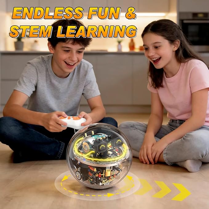 STEM Robot Building Kit, 804PCS APP & Remote Control Spherical Robotic Toys for Kids Age 8-14+ with Expressions & Lights, Rolling Technic Coding Robotics Kit Educational Gift for Boys Girls