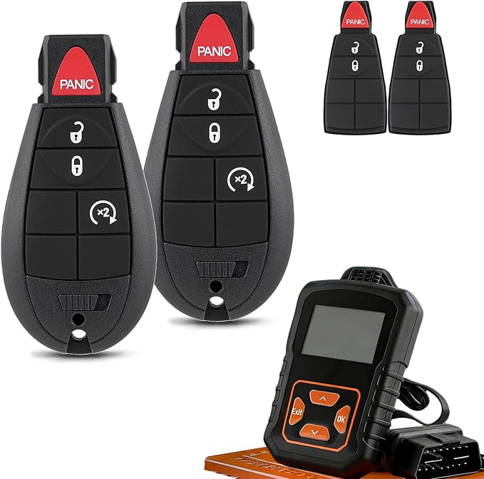 Key Fob Replacement for Dodge Ram 1500 2500 3500 Truck 2009-2012 Journey Challenger Grand Caravan Jeep Grand Cherokee Commander Chrysler Town Country Simple Remote Key DIY Kit IYZ-C01C