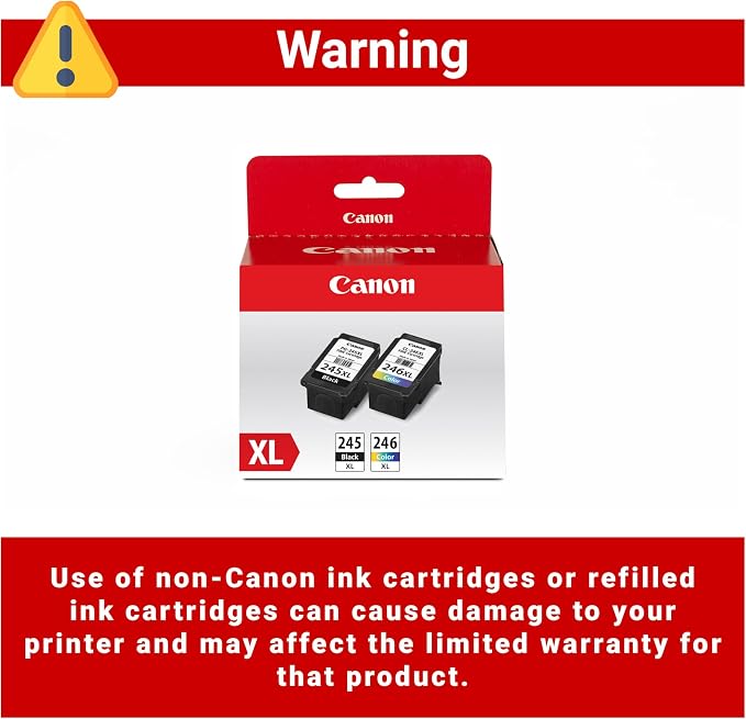 Canon PG-245 XL/CL-246 XL Genuine Ink Value Pack (2 Cartridges), Compatible with iP2820, MG2420/2924/2920/3020/2522/2525, MX492, TS3120/302/302a/202/202a/4520/3320, (Pack of 2)