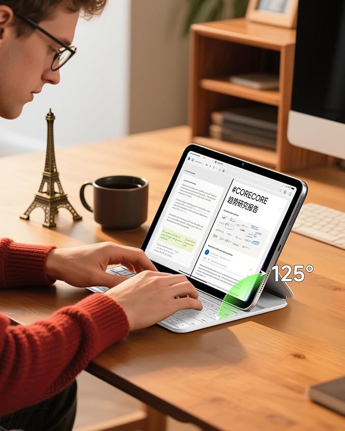 HOU Slim Bluetooth Keyboard Case for iPad Air 11 inch M4/M3/M2(2026/2025/2024), Air 5th/4th, Pro 11 (1st-4th Gen), Smart Folio, Magnetic Stand (2 Angles), Magnetic Charging, Synthetic Leather, White