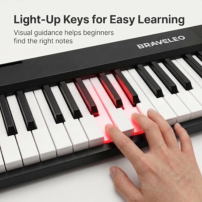 88 Key Folding Digital Piano Keyboard, Semi-Weighted Full Size Touch Sensitive Light-Up Keys, Portable Piano with Bluetooth, MIDI, 150 Demo Songs, 1000 Tones/Rhythms for Beginners and Adults
