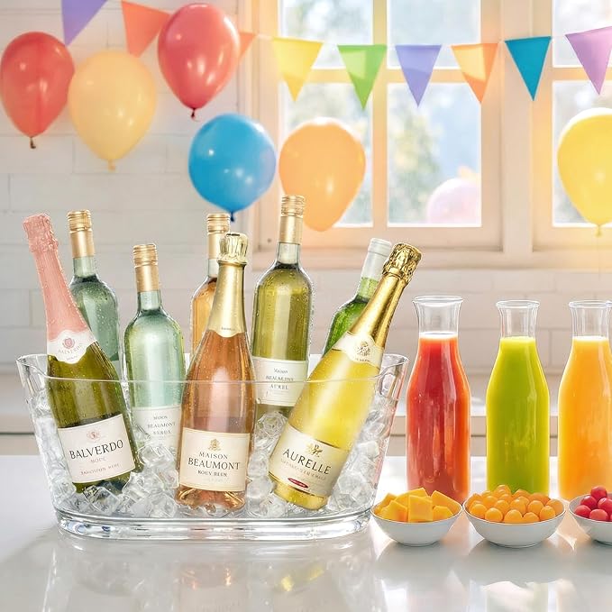 Lifewit 13L Ice Bucket for Parties 2 Pcs, Large Beverage Tub with Scoop, Drink Cooler for Dirty Soda Bar, Portable Champagne/Wine/Beer/Juice Table Chiller for Outdoor Bar & Mimosa Bar Supplies