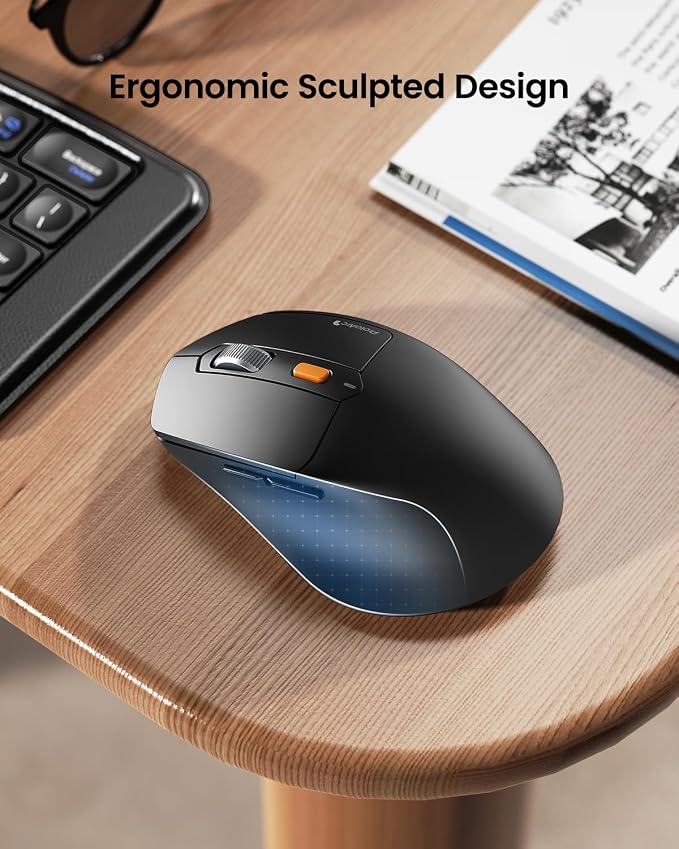 ProtoArc Ergonomic Foldable Keyboard Mouse, XKM03 Portable Folding Bluetooth Keyboard Mouse Combo for Business and Travel, Split Design, 3 Bluetooth, Rechargeable, for iPad, Tablet, iPhone, Laptop