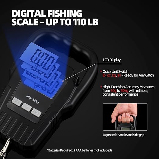 Fishing Tool Kit with Fish Gripper, Portable Fish Scale, Stainless Steel Soap & Measuring Ruler – Saltwater Resistant Tackle Accessories for Freshwater and Saltwater Anglers (4, Black & Pink)