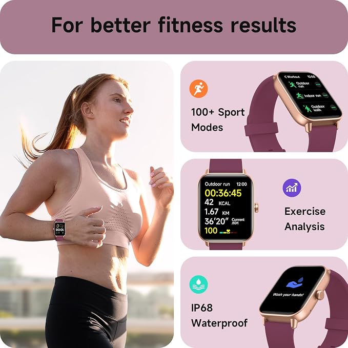 aeac Smart Watches for Women Answer/Make Calls, AI Alexa Built-in, 1.8" Touch Screen Fitness Watch with Android & iPhone, IP68 Waterproof Heart Rate/Sleep/SpO2 Monitor, Pedometer, 120+ Sport Mode