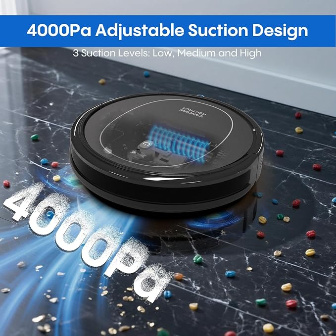 Robot Vacuum and Mop Combo, 3 in 1 Robotic Vacuums Cleaner with 4000Pa Suction, WiFi/App/Alexa, Central Brush & Scheduled & Self-Charging, Slim Vacuum Robot Cleaner for Pet Hair, Hard Floor, Carpet