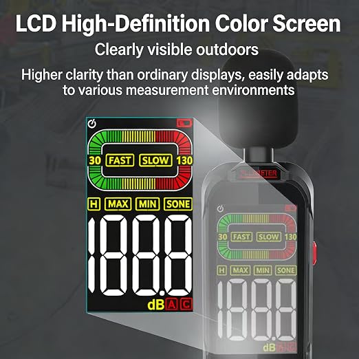 GL82A Digital Sound Level Meter, 30-130dB Decibel Meter with Backlit LCD, High Precision Noise Detector for Home, Office, Factory, Construction & Daily Use | Backlit LCD, High Precision Noise Detector, For Home, Office, Factory, Construction & Daily Use