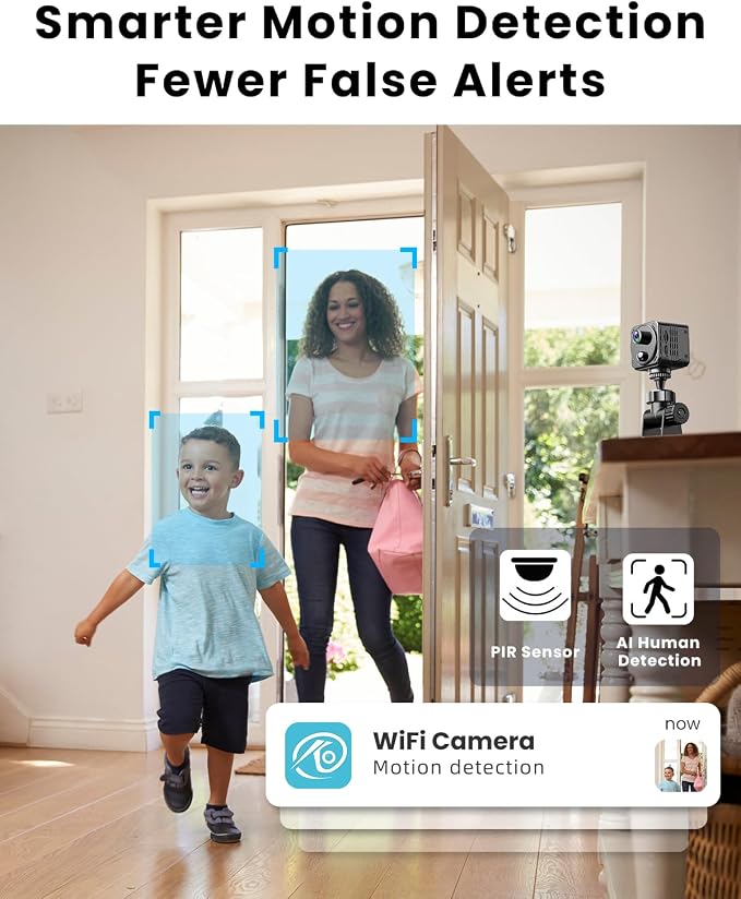 VIDCASTIVE 4K Mini Hidden Camera Dual-Band 2.4/5GHz WiFi Indoor Security Camera with AI Human Detection, Night Vision, Cloud/SD Storage, Up to 150 Days Standby Battery Life