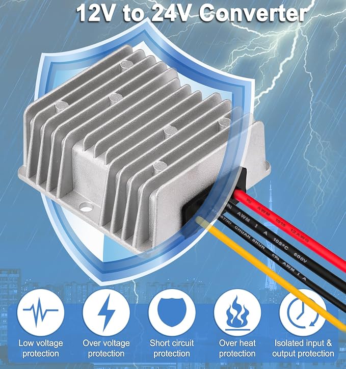 EAGWELL 12V to 24V Boost Converter 5A 120W DC 12V to 24V Step Up Converter Voltage Regulator Transformer for Golf Carts, Solar System, RV, LED Lights
