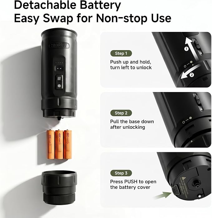 HIBREW H4C Ultra - Portable Electric Espresso Maker, 51mm Bottomless Professional Coffee Maker, USB-C Rechargeable for Ground Coffee,Compact for Camping and Travel,with Foldable Holder & Carrying Case