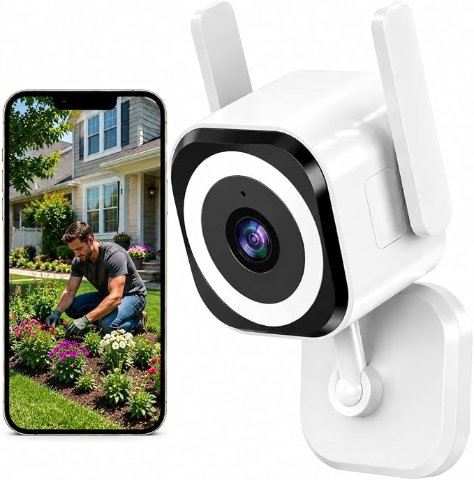 Cameras for Home Security Indoor Outdoor, Dual Antenna 5G/2.4G WiFi Security Camera, Plug-in Stable Live View, 2K Color Night Vision, 4X Zoom, 2-Way Audio, IP66, SD/Cloud