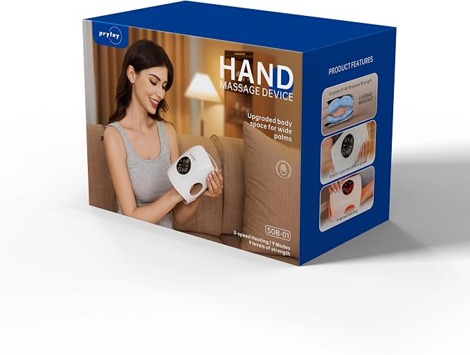 Hand Massager with Heat and Compression, Cordless Hand Massage for Arthritis Carpal Tunnel Relief, Finger Wrist Relaxation, 9 Modes 9 Intensities, Gifts for Fathers, Women Mom, White