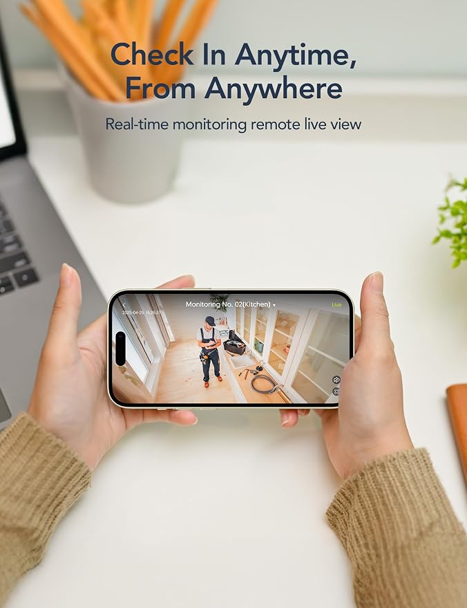 GNCC 2.4GHz Indoor Security Camera, 1080P Home Camera for Pet Monitoring, Motion Detection, Two-Way Audio, IR Night Vision, Easy Install, Cloud Storage Subscription Required, No 5GHz Support (GC3B-2P)