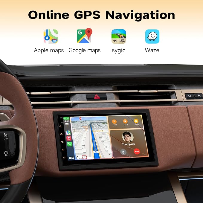 Haudio Wireless Double Din Car Stereo with Bluetooth, Wireless CarPlay and Android Auto, Backup Camera, GPS Navigation, Free APK Download and Deletion, FM, Voice Control, Mirror Link (9"-4G+64G)
