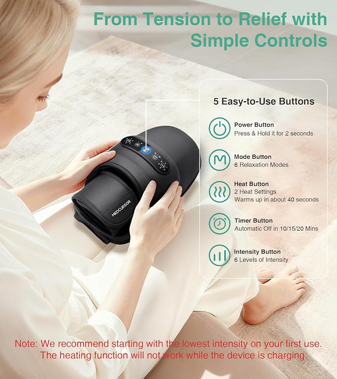 Medcursor Hand Massager, 2026 Upgraded, Hand Massager with Heat and Compression for Carpal Tunnel and Stiff Joints, Pain Relief from Wrist to Palm and Finger, Gifts for Women Men (Rechargeable)