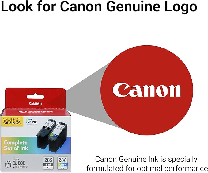 Canon PG-285 XL / CL-286 XL Genuine Ink Value Pack (2 Cartridges), Compatible with TR7820, TS7720/7722