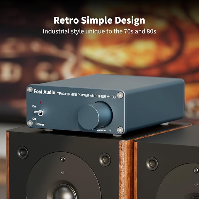 Fosi Audio V1.0G 2 Channel Class D Mini Stereo Amplifier for Home Speakers TPA3116 50W x 2 with Power Supply