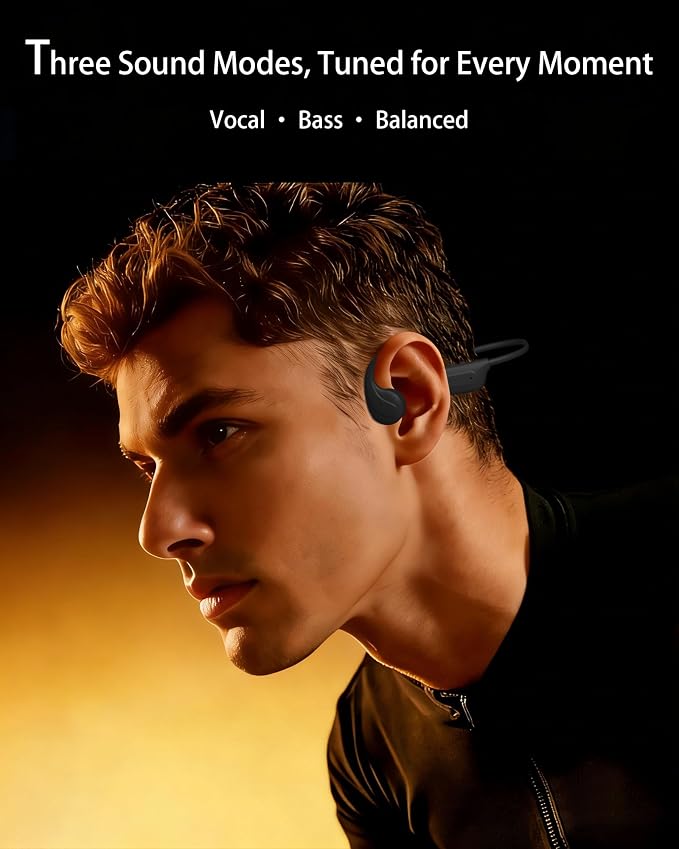 New Bone Conduction Headphones Bluetooth 6.0, Open Ear Headphones with Mic, 3 EQ Modes, Anti-Leak Audio, Dual Pairing, 10H Playtime, 25g Lightweight, IP65 Waterproof for Running, Cycling & Hiking