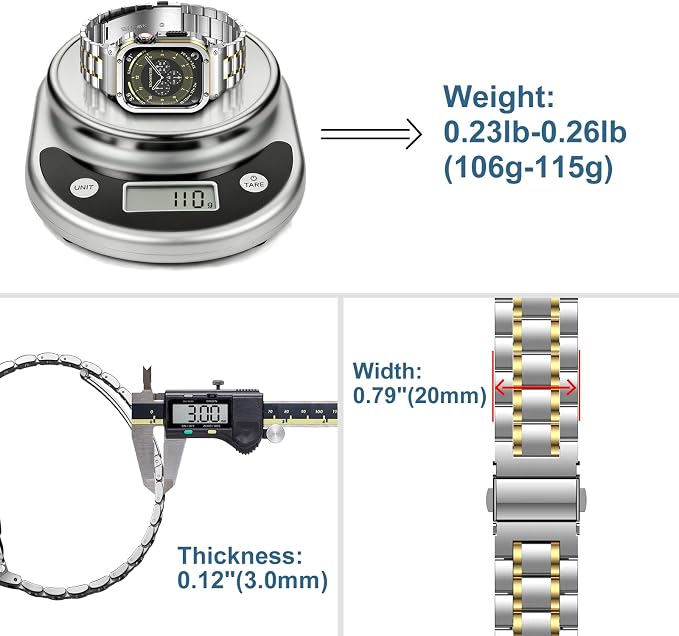 MioHHR Stainless Steel Watch Band with Case Compatible with Apple Watch Series 6 5 4 SE3/2/1(44mm) Series 3/2/1(42mm),Rugged Strap with Metal Protective Bumper Cover for iWatch Band Men(Silver/Gold)