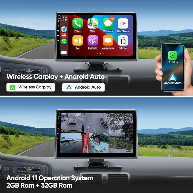 5 Channels 1080P Wired Backup Camera System - Plug&Play Pre-Wired Rearview Cam w/ 10" Touchscreen Monitor Carplay Auto DVR Recording for Furrion System RV Truck Pickup Camper Trailer Van SUV Cars