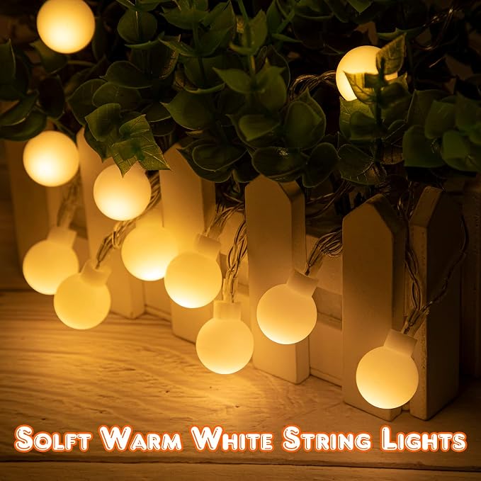 1 Pack 32 Feet Patio Umbrella Lights, 8 Lighting Modes LED String Lights with 64 Pcs Shatterproof Globe, Remote Control Battery & USB Powered, Waterproof Hanging Light Decorate for Patio