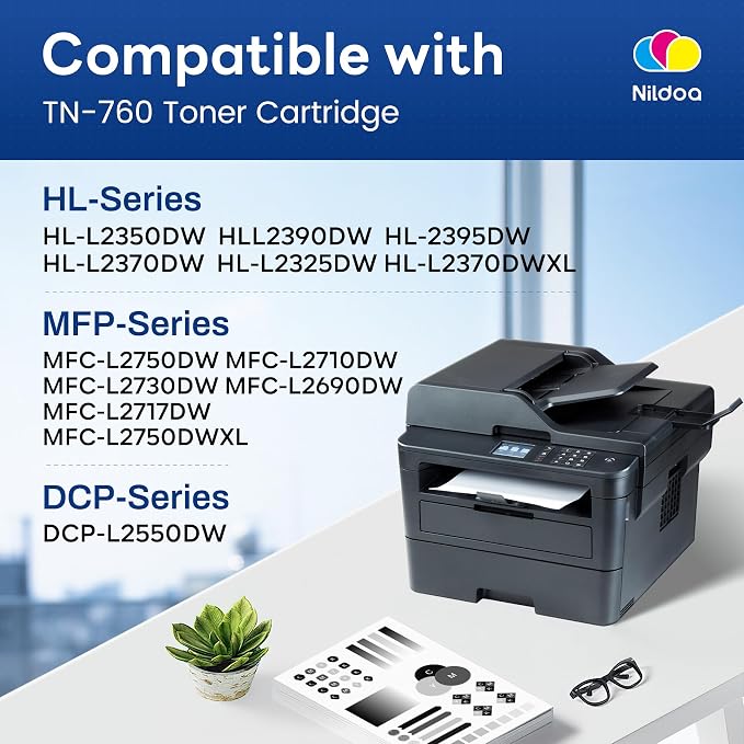 TN760 TN-760 Toner Cartridge High Yield Black Replacement for Brother TN760 TN-760 MFCL2750DW HLL2390DW MFCL2710DW HL-L2350DW Printer Ink, TN7602PK