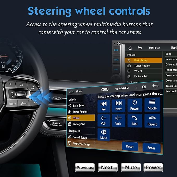 7 Inch Car Stereo with Wireless Apple CarPlay & Android Auto, Wireless AirPlay Mirror Link, Double Din Radio with 1024*600 IPS Toucscreen, AM/FM RDS, Bluetooth, Type-C/USB/TF/AUX, 12-LED Backup Camera