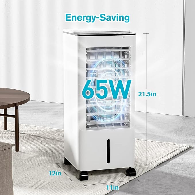 Windowless Portable Air Conditoners, 3-IN-1 Portable AC with Remote, 12H Timer &1.16Gal Tank, 45° Oscillation, 3 Modes 3 Speeds, Fast Cooling Quiet Ventless Swamp Cooler for Room Home Office, Pearl