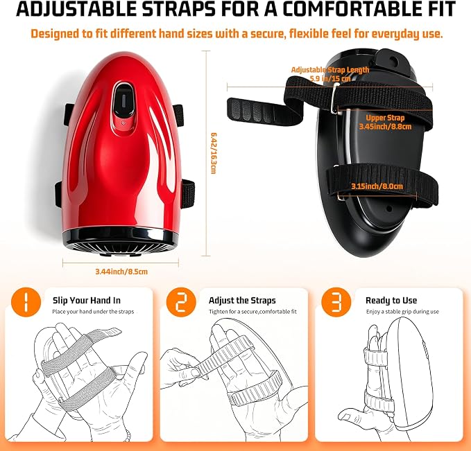 Professional Barber Handheld Massager, Cordless Vibration Massage Tool with 5 Speeds & 5 Modes, Wearable Palm Strap Design for Neck, Shoulders, Arms, Legs, 2600mAh Type-C Rechargeable, Red