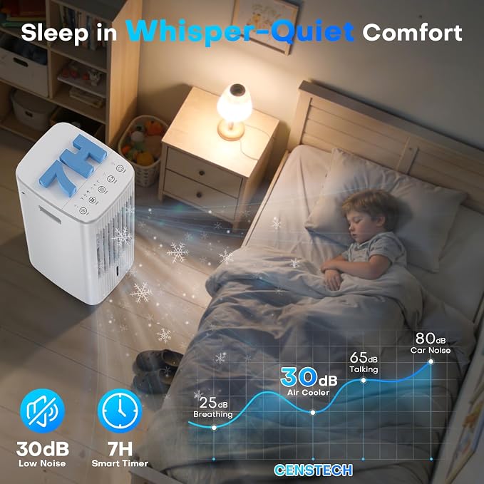 25" Windowless Portable Air Conditioners w/Double Tanks for 16H Cooling, 3-IN-1 Evaporative Air Cooler, Remote&Smart Timer, 3 Speed&Mode, 120° Swing Swamp Cooler Air Conditioner for Bedroom