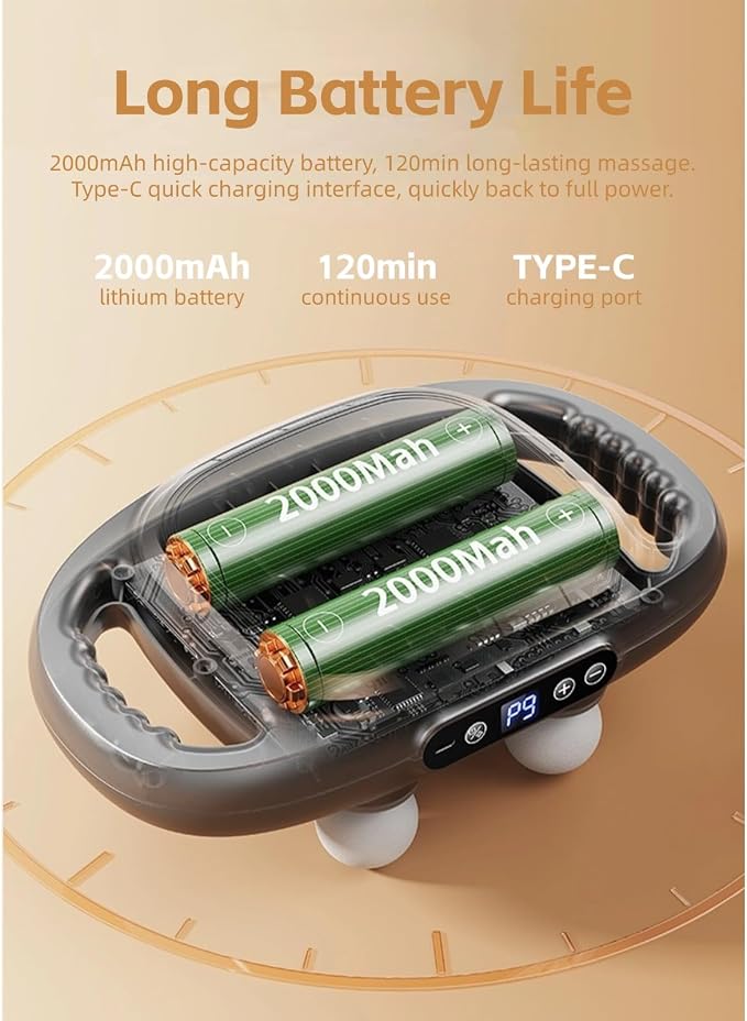 Yoidesu 6 Head Muscle Massager High Frequency Vibration Deep Tissue Massager 9 Modes 9 Levels Electric Body Massager with 2000mAh Battery for Home Gym Neck Hip and Thighs