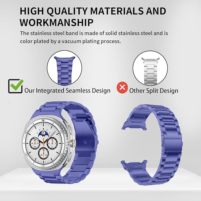 GOLDTOLUCK No Gap Stainless Steel Band Compatible with Samsung Galaxy Watch 8 7 6 5 4 Classic FE Pro Ultra 40mm 44mm 46mm 43mm 47mm 45mm 42mm Replacement Men Women Milanese Metal Elegant Casual