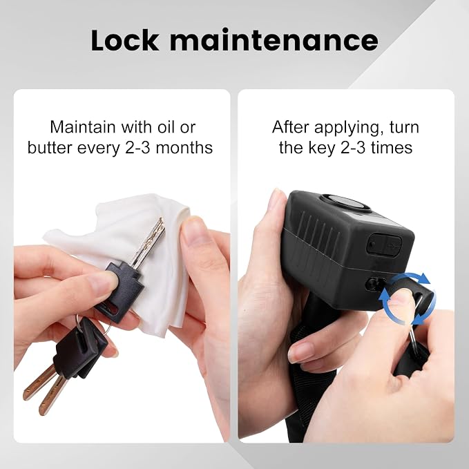 Bike Lock with Alarm – 110dB Anti-Theft Bike Alarm, 4FT x 8mm Heavy Duty Chain with Keys for Bicycle/E-Scooter/Motorcycle